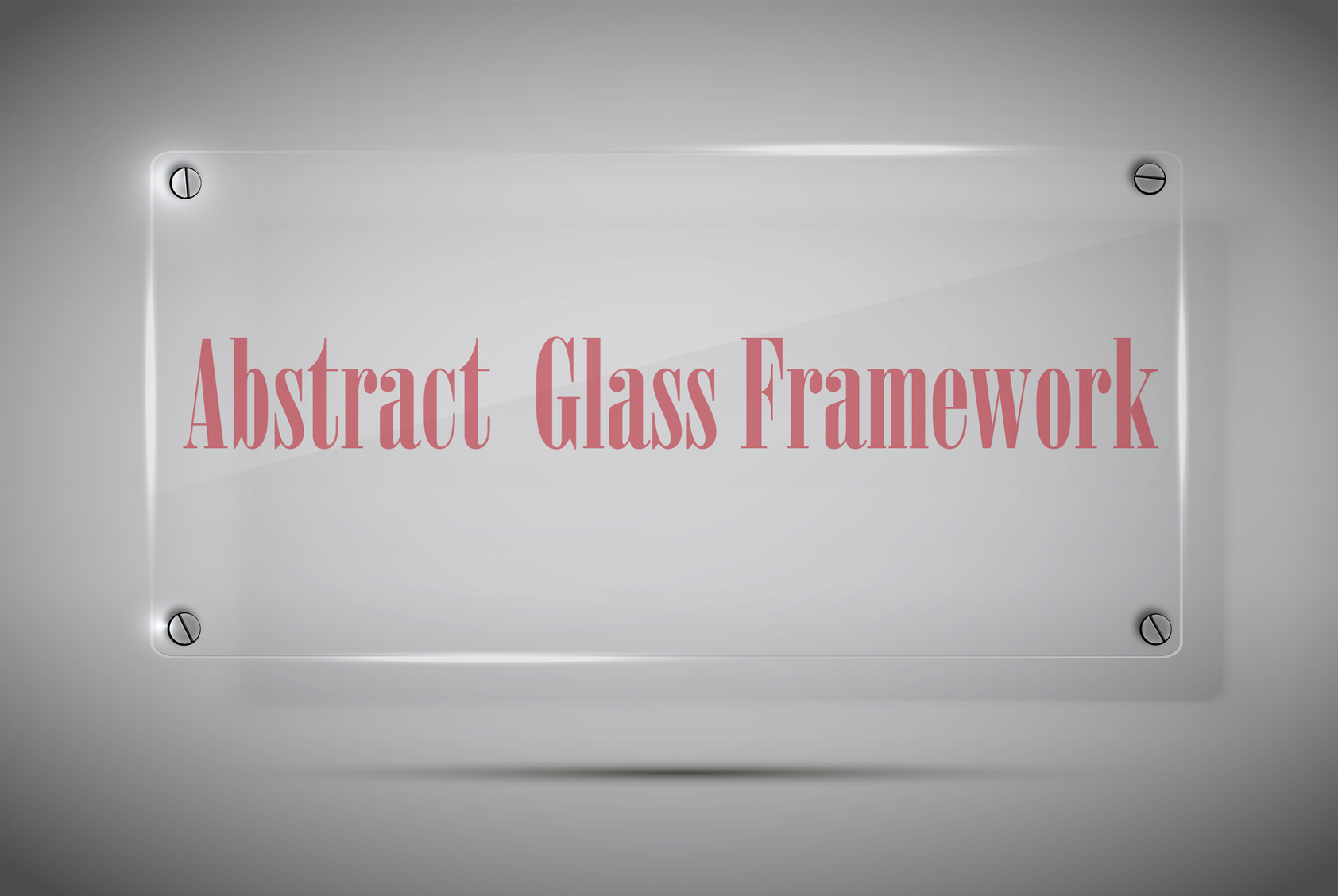 Transparent clear glass framework with space for text